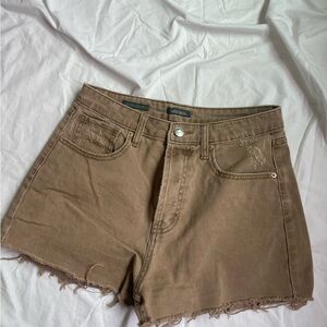 Brown Distressed Denim Shorts